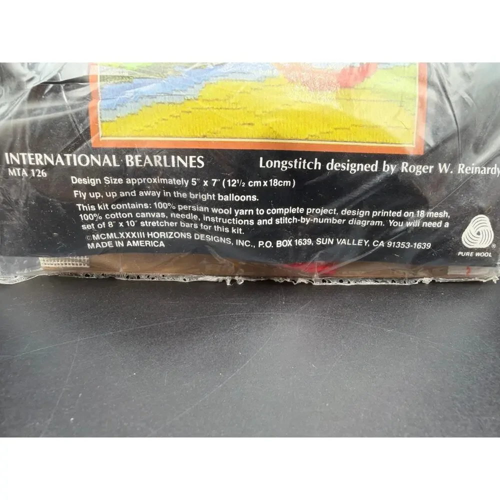 Vintage Monarch Horizons International Bearlines Long Stitch Needlepoint Kit NOS
